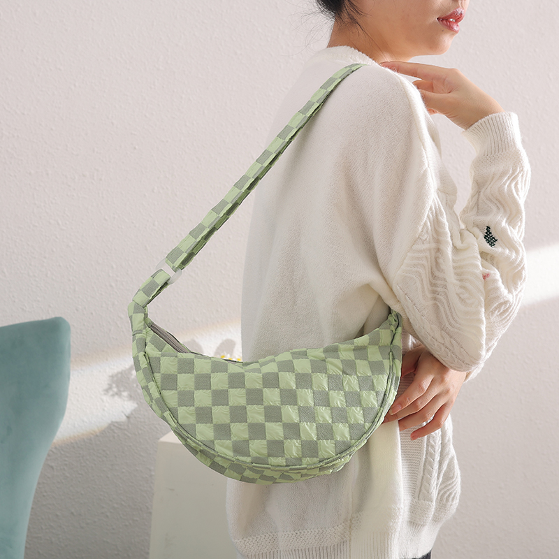 Single shoulder crossbody bag checkerboard dumpling bag